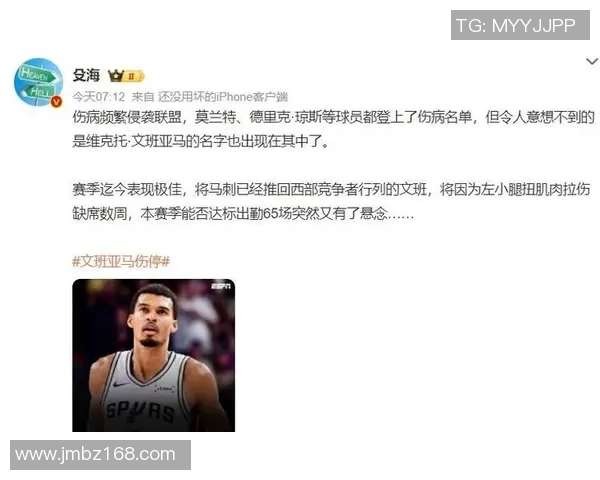 马刺更新战湖人伤病报告：文班亚马继续缺阵